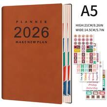 2026 A5 大型标准计划日历计划：高品质 PU 皮革（一月十二月）每日、每周和每月议程，100 克纸张，365 天待办事项清单，计划者之选，完美礼物！，学校用品，返校