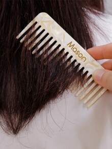 Custom Marble Texture Wide Tooth Comb For Curls, Personalized Gold Stamping Name Comb, Customizable Text Detangler Brush For Women, Birthday And Wedding Anniversary Gifts, Multi-Functional Hair Accessory, Thoughtful Gift - Beige - View 7