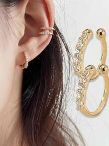 1 buc Set de cleme simple pentru ureche cu strasuri, bijuterii versatile de vară pentru femei, cadou pentru iubită