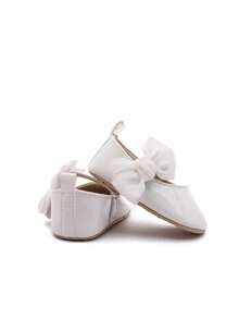 0-1岁女宝宝亮面PU蝴蝶钩环设计平底百搭公主鞋，适合春夏季 - 白色 - 查看 8