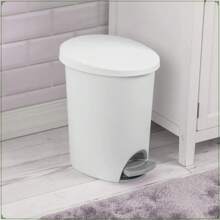 2.6 Gallon Trash Can, Ultra Step On Bathroom Trash Can, White