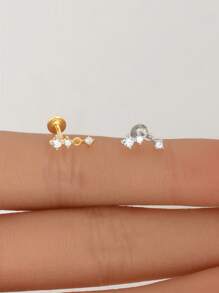 1 pieza Pendiente chapado en oro con rosca interna tipo Labret | Pendiente de tuerca de plata esterlina 925 hipoalergénico | Pendiente plano para cartílago Helix | Pendiente trasero tipo Labret | Para uso diario de mujeres y hombres (Vendido como 1 pieza)