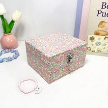 Kotak Perhiasan Musik Anak Perempuan dengan Cermin & Laci, Kotak Musik Balerina/Unicorn untuk Anak-anak, Organizer Penyimpanan Motif Bunga untuk Hadiah Ulang Tahun - bunga - View 4