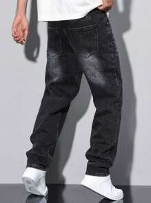 Jeans casuales de corte recto y ajuste delgado con estilo europeo y americano para jóvenes