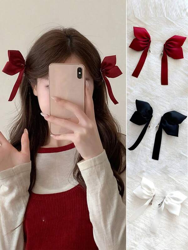 2pcs/4pcs 3D Bow Hair Clips, Cute Bangs Clips Decorative Hair Accessories, Bride Wedding Hair Clips, Christmas Hair Clips Claw Clips Hair Claws Hair Barrettes