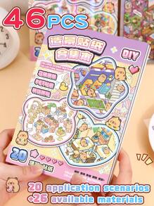 47 Stücke dekorative DIY Haus Aufkleber, Landschafts Aufkleber, Szenen Aufkleber (26 Materialbögen + 20 Grundkarten + Metall Pinzette), 3D Miniatur Haus Diorama Aufkleber, Landschafts Aufkleber, Handbuch Aufkleber, kleine Haus Szene Sortier Aufkleber, wiederverwendbar, verschiedene Größen erhältlich