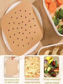 100个一次性空气炸锅，纸质空气炸锅内胆，纸质篮碗，烤盘，烤箱配件，烘焙工具，厨房小工具，厨房配件 - 彩色 - 查看 11