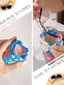 Squeezed Top Sunglasses Case Bohemian, Soft Leather Glasses Case Portable Sunglasses Bag