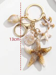 1pc Unisex Natural Seashell Keychain, Cloud Conch Sea Star Pendant, Summer Beach Series Gift For Friends, Keychain Accessory - Multicolor - View 2