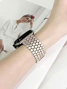 1 件创意时尚金属龙鳞 表带兼容 Ultra 3/2/1、SE、S10/S9/S8/S7/S5/S4，时尚男女通用不锈钢表带适用于 38mm/40mm/41mm/42mm/44mm/45mm/46mm/49mm 系列 - 香檳色 - 查看 8