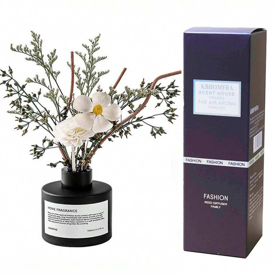 KBHOMFRA Reed Diffuser 3.38fl.Oz Jasmine Scent Home Fragrance Essential Oil  Scent Diffuser Stick Of Fragrance Essential Oil,For Bathroom Diffuser Home Bedroom Office Décor