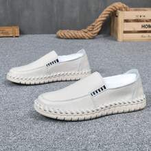 Summer Men's Breathable Casual Driving Shoes Top Layer Cowhide Loafers Genuine Leather Handmade Shoes Slip-On Sneakers For Men - Màu xanh quân đội (8288) - Xem 2