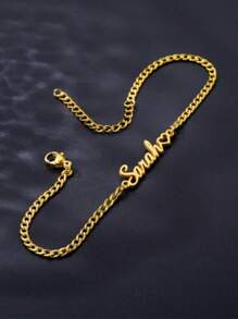Tobillera con placa de acero inoxidable personalizada con nombre para mujer, colgante con nombre personalizado, regalo para ella de oro estiloso, moda de otoño, casual, lindo, sobrio, estilo antiguo, personalizado, único, regalo ideal para su novia, mamá, familia, amigos, hija, abuelos, para aniversarios, San Valentín, Día de la Madre, cumpleaños, graduación, bodas, uso diario