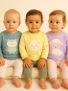 KIT com 3 Blusa de moletom para MENINAS SEM capuz estampado