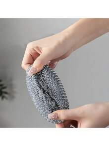 4pcs Stainless Steel Sponge With Handle Scouring Pad Kitchen Cleaning Brush Scrubber, Non-Stick Pan Household Kitchen Nano Steel Wire Can Be Disassembled And Washed Without Dropping Residue And Damaging The Pot Cleaning Ball