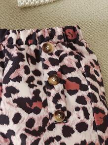 Young Girl Bow Print Casual Cold Shoulder Top And Shorts Set