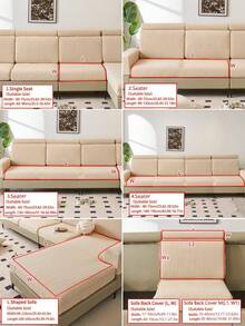 1pc Elastic Sofa Cover Non-Slip Full Wrap Sofa Seat Cover, All Season Universal Sofa Cushion Cover Fabric Thickened Sofa Blanket, Washable Dust-Proof Pet Friendly Home Decor, Adjustable For Corner Sofa, Bedroom, Office, Living Room, 1/2/3/4-Seater - Khaki - View 4