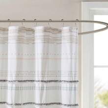 New  NEA 100% Cotton Shower Curtain Boho Tassels, Multi-Color Stripe Print Hine Washable, Modern Home Bathroom Décor Bathtub Privacy Screen, 72" X 72", /Gray - Gray - View 4