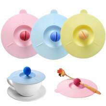 4/1pc High-Quality Cup Lids With Spoon Clip, Round Silicone Cup Lid, Tea Cup Lid, Water Cup Lid, Mug Lid, Dust-Proof And Leak-Proof Seal, Keeps Drinks Fresh
