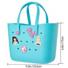 Miniso 芭比博格斯夏季EVA沙滩包篮女款野餐手提包带孔防水手提包袋购物单肩包 - 藍色 - 查看 7