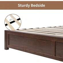 Full/Queen/King Size Platform Bed Frame With 49.2" Wooden Headboard, Farmhouse Bed Frame, Noise Free, Easy Assembly, No Box Spring Needed - Brown - View 7