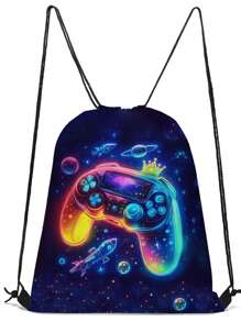 Bolsa con cordón, mochila ligera, mochila estampada con camión/astronauta de varios colores, para deportes, senderismo y viajes, de material de poliéster duradero