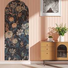 黑色背景奢华玫瑰绣球花墙贴，可移除装饰性 PVC 墙壁壁画，适用于酒店、住宅、办公室、客厅、入口、卧室房间装饰墙面装饰个性化贴纸