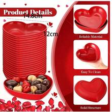 11 件心形塑料盘子，节日和婚礼小吃盘，蛋糕盘，骨盘，甜点、水果和小吃盘，适合情人节、新年、节日活动、婚礼、生日和派对 - 紅色 - 查看 6
