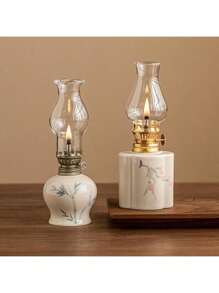 1Pc Ceramic Kerosene Lamp Tea Ceremony Atmosphere Candle Old Butter Lighting Decoration(Without Lamp Oil)