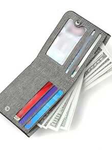 1pc Customizable Ultra-Thin Canvas Wallet - Ultra-Thin Multi-Function Card Holder In Black, Blue And Gray, Polyester Blend, Streetwear Style, Non-Washable - Ideal For Business And Everyday Use, Can Be Given As Gifts To Loved Ones, Girlfriends, Friends, And Parents