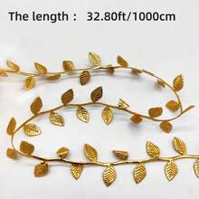 32,80 pés/1000 cm - Fita de Folha de Ouro Artificial, Grinalda de Folha de Ouro, Grinalda Feita à Mão DIY, Decoração de Festa de Casamento, Vinha Artificial - Decoração de Casamento - Decoração de Aniversário, Artesanato DIY, Embrulho de Presente, Adequado para Natal, Halloween, Páscoa e Todas as Ocasiões