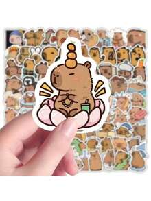 100pcs Cute Capybara Cartoon Stickers, Reusable PVC Stickers, Suitable For Laptops, DIY Accounting, Water Bottles, Luggage, Helmets, Spring Decorations, Asymmetrical Shapes, Applicable To Plastic, Glass, Metal, Ceramic Surfaces, New Year Gifts, School Supplies, Back To School, School, Back To School Supplies - Multicolor - View 4