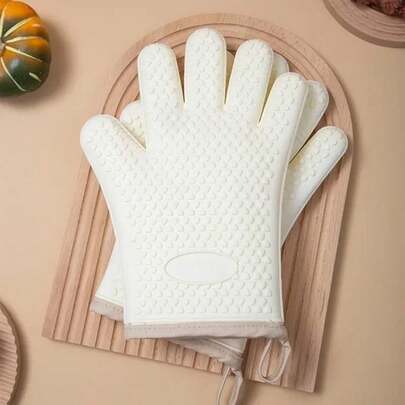 Guantes de silicona gruesos antiescaldaduras, resistentes al calor, para horno microondas, guantes para hornear, guantes para barbacoa, manoplas antideslizantes con aislamientoérmico