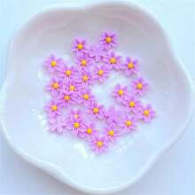 1 paquete de 100/200 piezas mini flores planas de 0,75 cm/0,29" de resina linda para decoración de joyería