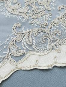 1 Piece Of European-Style Blackout Double-Layer Curtain, 3D Relief Embroidered Flower Yarn, Suitable For Bedrooms, Living Rooms And Other Room Types, Top Hole Ring Processing - Water Blue - View 6