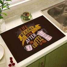 1 件咖啡图案印花吸水垫、浓缩咖啡机台面吸水垫、水槽排水垫、柔软水龙头垫、浴室水槽杯垫、厨房和浴室装饰 - 彩色 - 查看 2