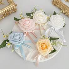 Fleurs de poitrine simulées, fleurs de poitrine en rose, broches, revers de costume raffinés, convenant pour les mariages, les saisons de remise des diplômes, les fêtes à thème, les rassemblements de vacances, etc.