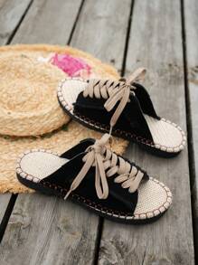 Sandalias planas de estilo bohemio y colorblock casual para el verano