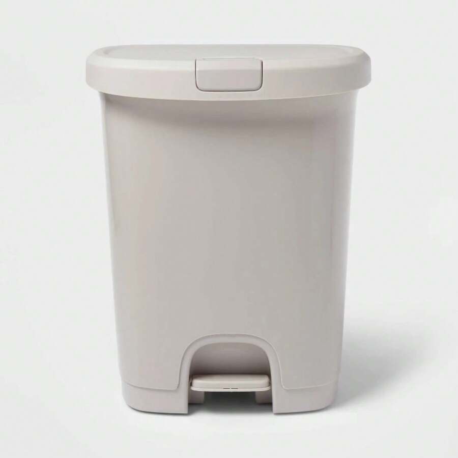 7gal Step Trash Can With Locking Lid Gray - Brightroom ™ : Plastic, Rectangle, Indoor,.Gallon, Step-On, Glossy - 1 - View 1