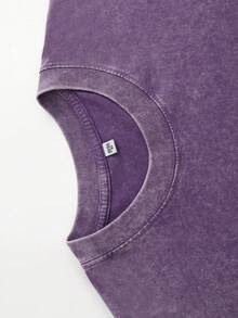 You Are A Love Printed Retro Washed T-Shirt, 230G Retro Street Style. Simple And Versatile, Pure Cotton Is Of High Quality, Novel And Fashionable, And It Is A Must-Have Fashion T-Shirt For Spring And Summer. - Purple - View 3