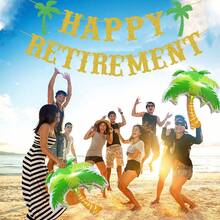 Gold Glitter Retirement Banner, Happy Retirement Party Decorations, Farewell Party Decor - Summer Beach Theme For Men & Women Birthday Decorations Tapestry Room Decor Flag - Multicolor - View 2