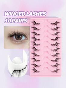 MAGEFY 10 Pairs Half Eyelash Natural Appearance False Eyelash Half Eyelash Cat Eye 17mm Wispy Eyelash Fine Strap 3D Stereoscopic False Eyelash Soft Strap C Curly Natural Eyelash False Eyelash ﻿ ﻿