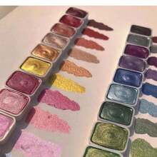 20 Colors Pearl Watercolor Paints, Solid Pigment For Chinese Painting, Thangka, Calligraphy, Coloring,Back To School,School Supplies - one-size - View 5