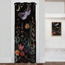 Local Warehouse, Curtains -Moth Butterfly Door Curtain For Doorway, Mushroom Moon Phase Boho Flowers Closet Door Cover Curtain For Bedroom Living Room Closet Door, 1 Panel 34" W X 80" L - 蝴蝶_a44 - 查看 1