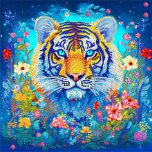 1 Set 5D DIY Diamond Painting Kit - Cartoon Frog/Tiger/Pattern Design, Partial Diamond Crystal Canvas, Suitable For Home Office Decor, Theme: Animal, Main Material: Canvas (11.8" X 11.8")