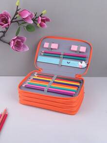 1个4层72格创意铅笔盒，大容量彩色铅笔收纳文具盒，水彩笔、记事本、数字笔、中性笔收纳时尚铅笔盒，送给朋友的礼物，返校季，学习用品，铅笔袋，书包 - 彩色 - 查看 6