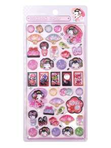 3D Embossed Fun Acrylic Diamond Stickers, Sushi Shiba Inu Handmade DIY Decorative Embossed Quirky Stickers