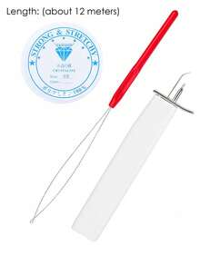 1~3件串珠制作工具，包括串珠打结装置（用于固定端点）、水晶弹力线、穿针器，适用于制作各种DIY首饰（主要是项链、手链、脚链等）