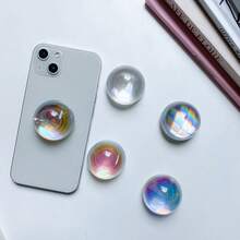 1pc Air Cushion Crystal Ball Mobile Phone Stand, Korean Colorful Laser Decor, Retractable Tabletop Air Cushion Holder, Minimalistic, Finger Ring Phone Holder Compatible With IPhone, Android Phone, Gift For Birthday, Family, Friends Phone Ring Holder Phone Grip - Multicolor - View 3