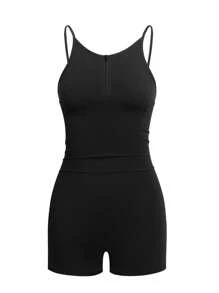 1pc Women's Shapewear Jumpsuit, Slimming And Comfortable For Workout, Daily Wear, Commuting, With Design Details